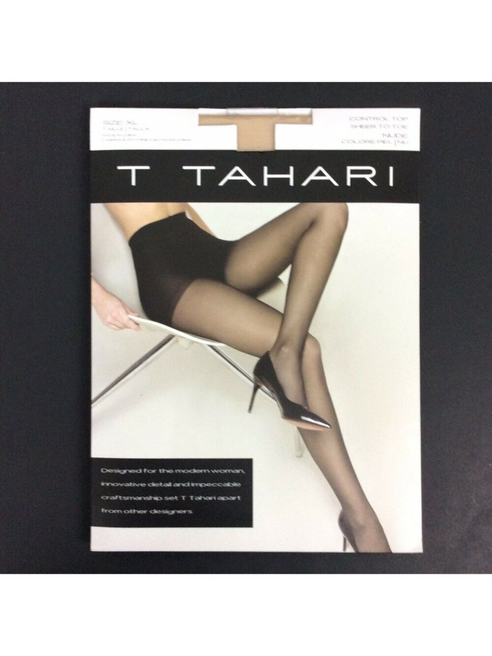 Tahari Smooth Sheer Control Top Pantyhose XL Nude Nylon Spandex Blend New